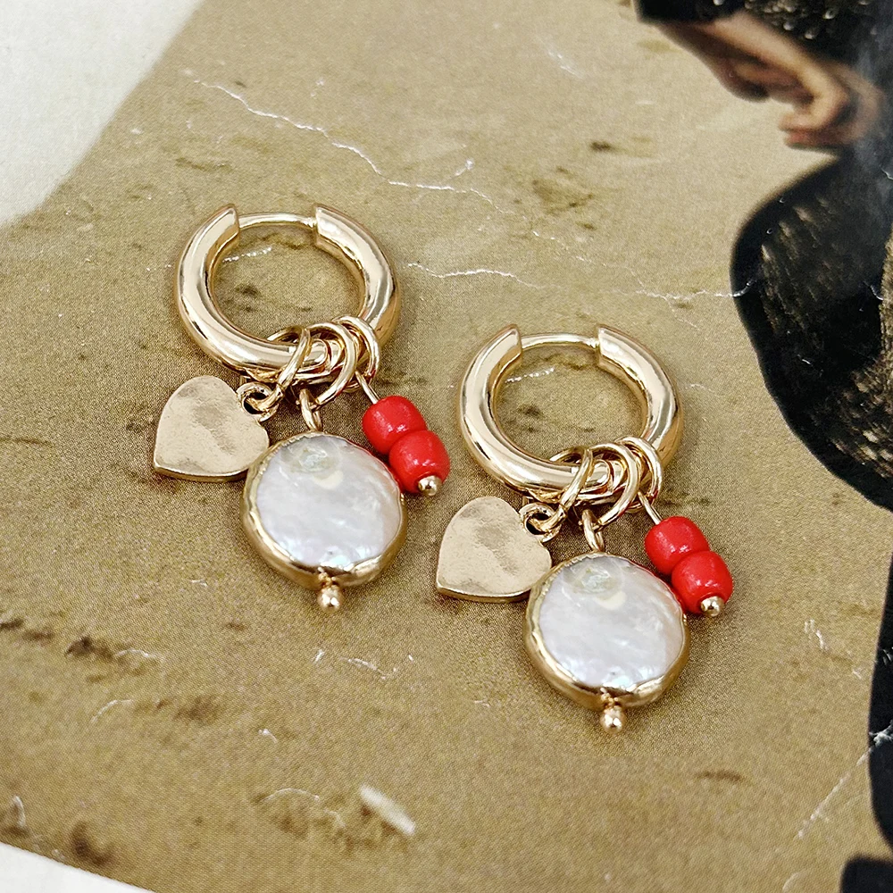 Freshwater Pearl Pendant Earrings For Woman Charm Natural Raw Stone Apatite Lapis Quartz Stones Ear Luxury Quality Jewelry Girls