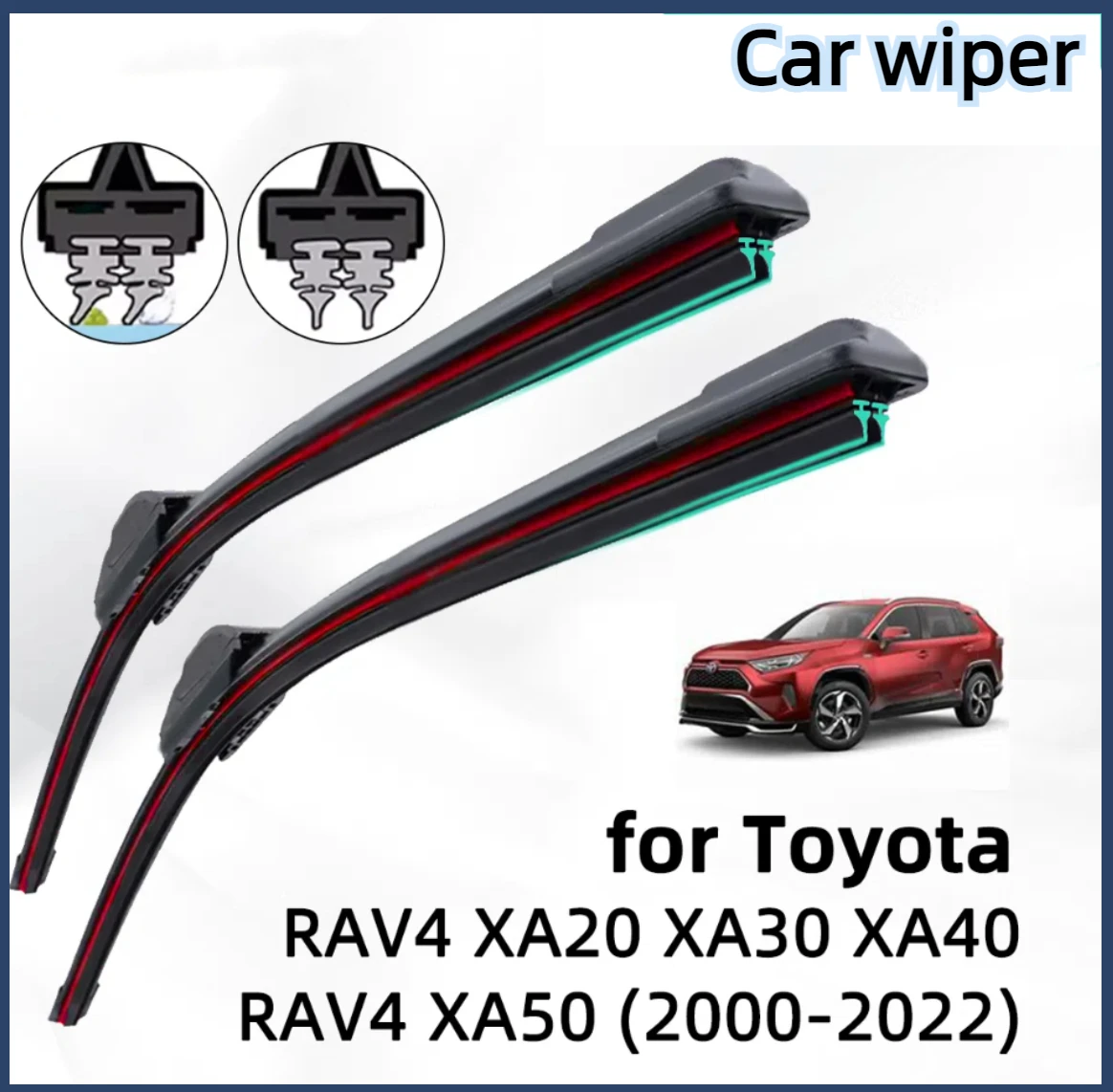 

Double Rubber Car Wiper for Toyota RAV4 XA20 2018 XA302012 XA40 XA50 Front Wiper Blades Brushes Cutter Accessories Windscreen
