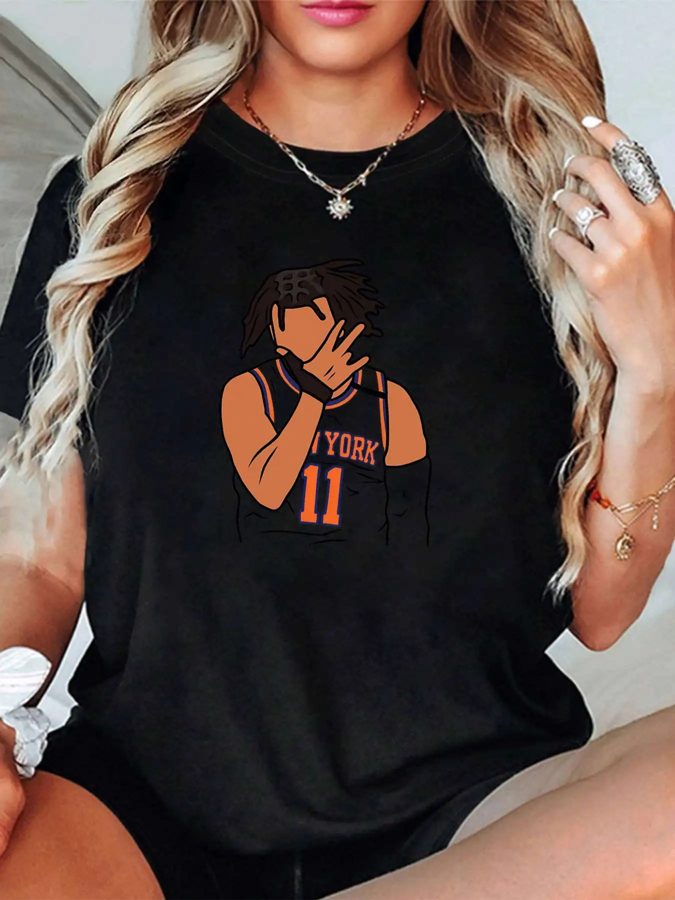 

【1141392】Женская футболка больших размеров с круглым вырезом, короткими рукавами-полурукавами на резинке и модными принтами