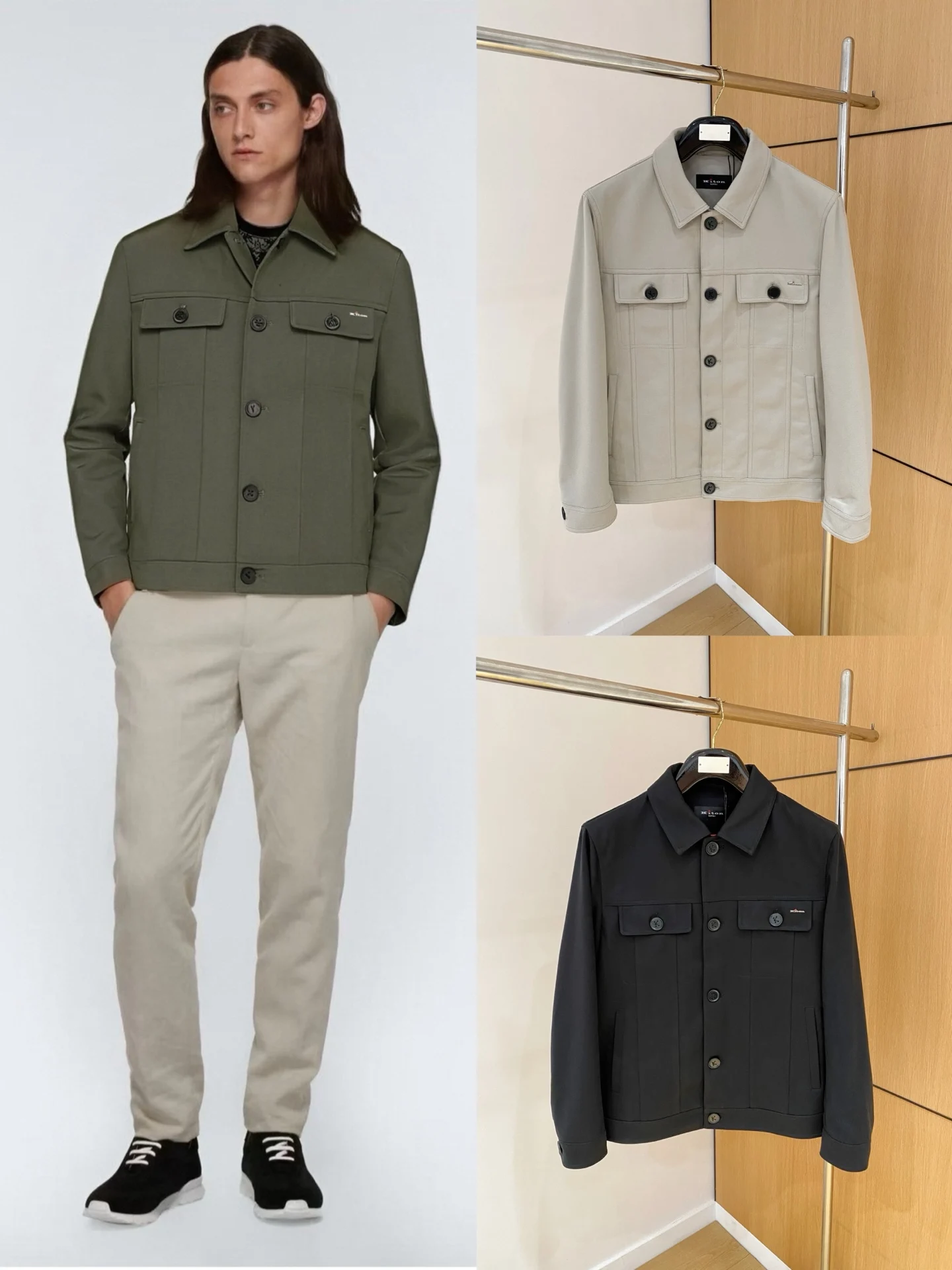 Kiton's new Italian cotton fabric is light and soft, wearing a comfortable men's jacket