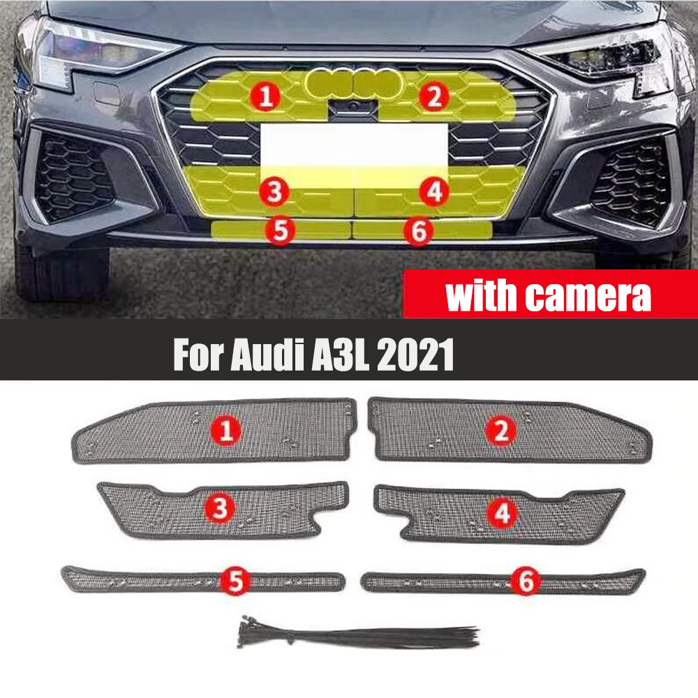 For Audi A3 A3L 2021 2022 Stainless Car Front Grille Insect Net Screening Anti-Insect Mesh Cover Trim Protection Accessorie