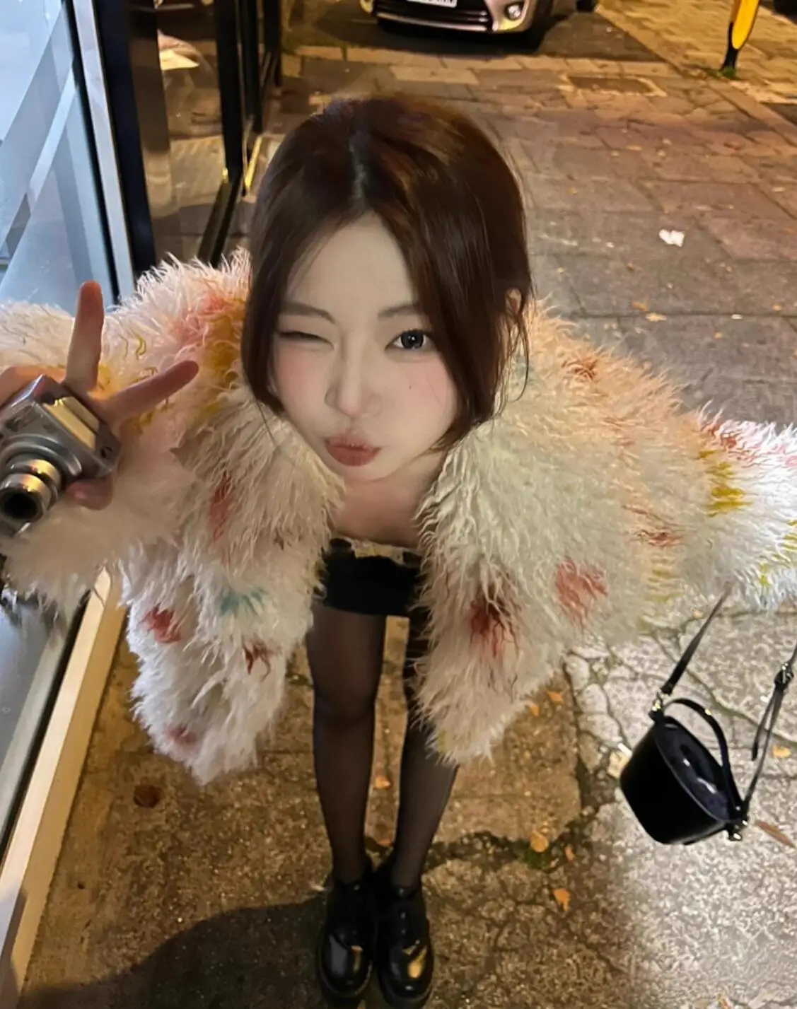 Winter Gekleurde Dot Tie Dye Lange Harige Shaggy Faux Bontjas Vrouwen Revers Kraag Harige Korte Losse Bovenkleding