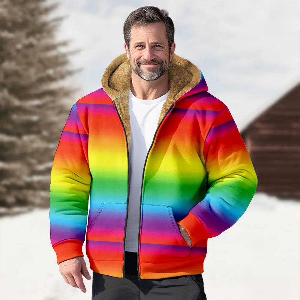 Giacche invernali da uomo Cappotti, Patchwork di colori arcobaleno Modello colorato Abbigliamento in cotone Soprabito Elegante CASUAL HOLIDAY