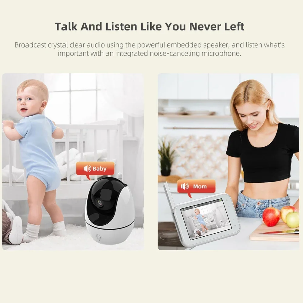 Draadloze Babyfoon Hd 4.5 "Scherm Tweeweg Audio Huilen Alarm Infrarood Nachtzicht Slaapliedje Temperatuurdetectie Babyfoon