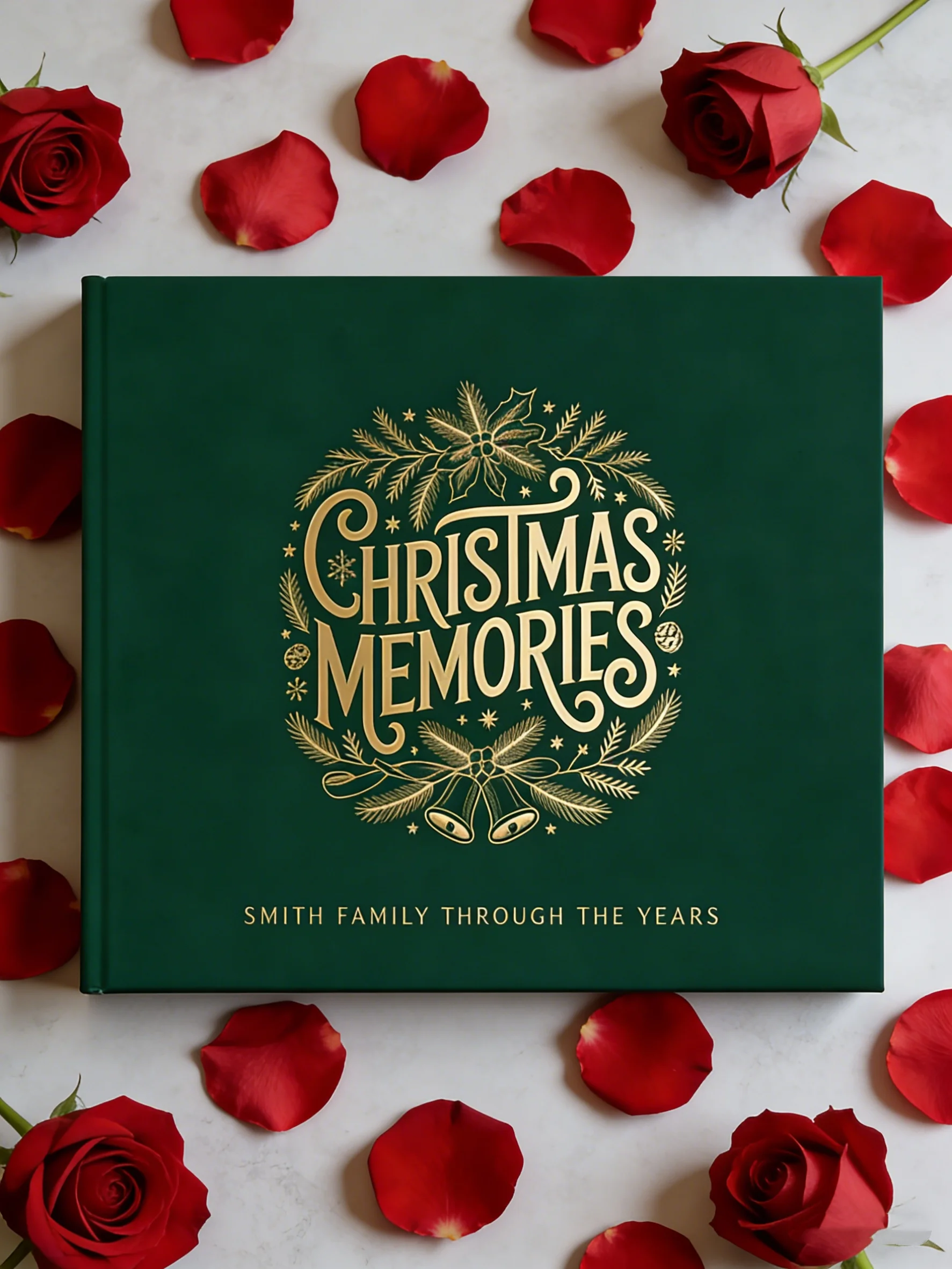 

Индивидуальный альбом для памятных записей и открыток на Рождество | Золотая фольгированная книга пожеланий для гостей на семейные праздники | Персонализированный праздничный подарок на Рождество