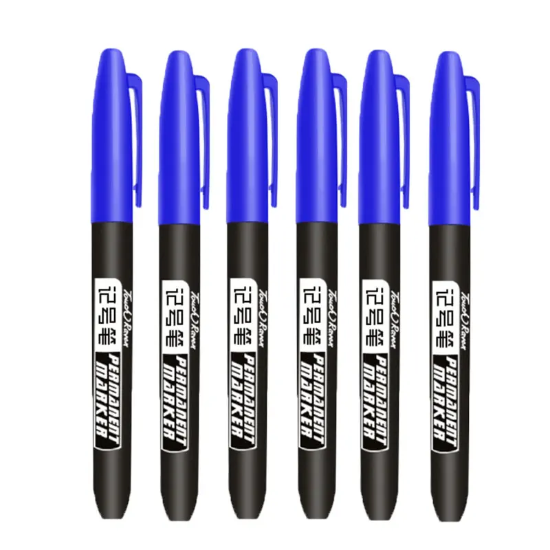 6-delige permanente markeerstift Manga-tekenmarkeringen Zwart Blauw Rood Waterdichte inkt Schetspennen Briefpapier Kunstschoolbenodigdheden