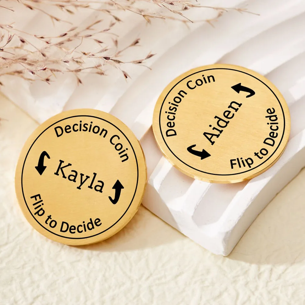 Personalized Decision Coin  Stainless Steel Custom Engraved Name Coin Yes No Couples Flip Lucky Coin Special Valentines Day Gift