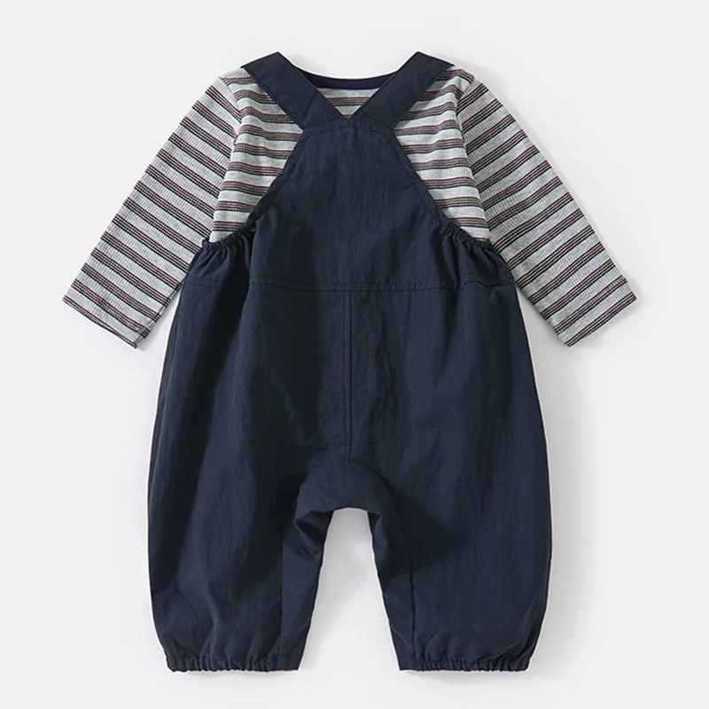 2Piece Autumn Toddler Boys Clothes Korean Fashion Casual Letter Long Sleeve Tops+Overalls Baby Clothing Sets Newborn Items B514
