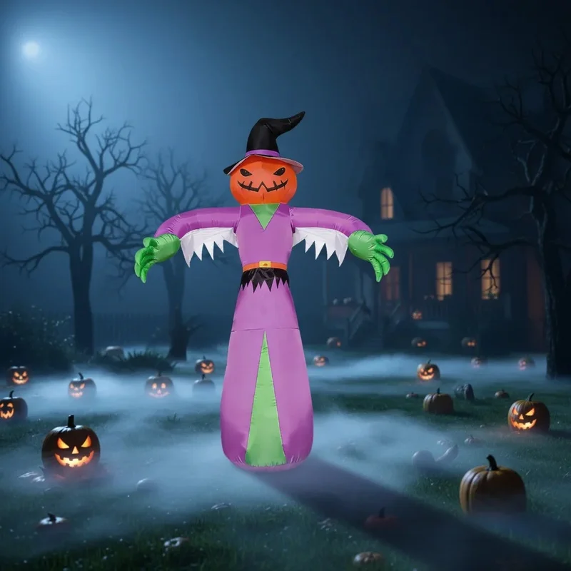 12FT LED Light up Inflatable Halloween Pumpkin Man for Christmas Outdoor Garden Yard Party Holiday Decoration Display Prop