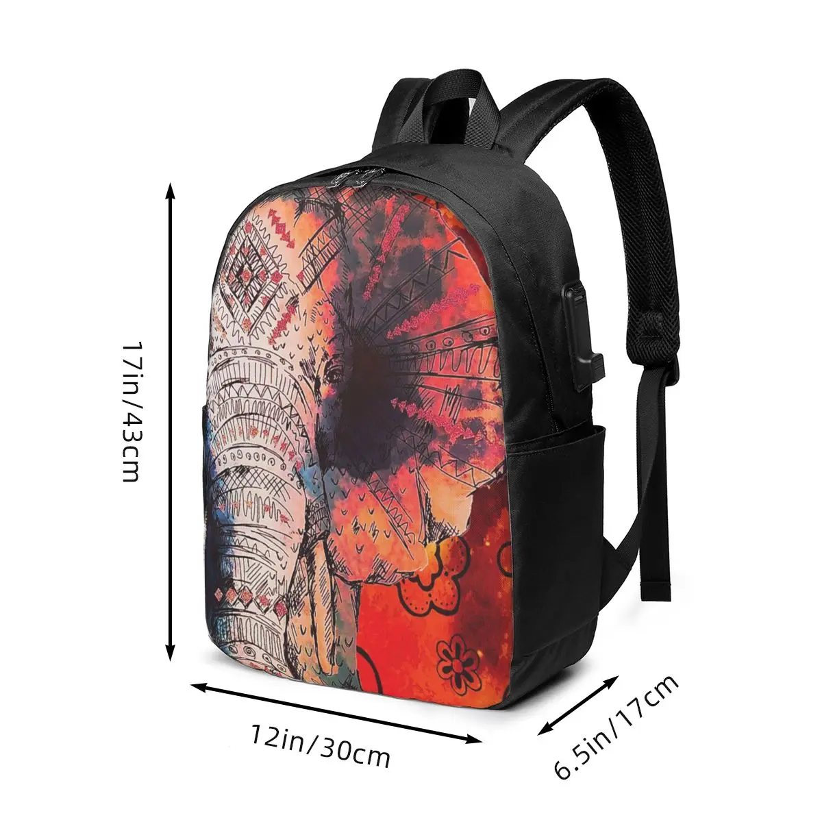 Fantasy Ethnic Style African Elephant Backpack Travel Notebook Bag Computer College Student School Bag Laptop Shoulder Bags