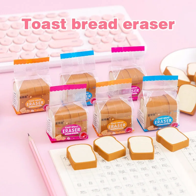 Toast Bread Erasers Cute Student Stationery Children's Birthday Christmas Gift Reward Kawaii Erasers Kids School Supplies