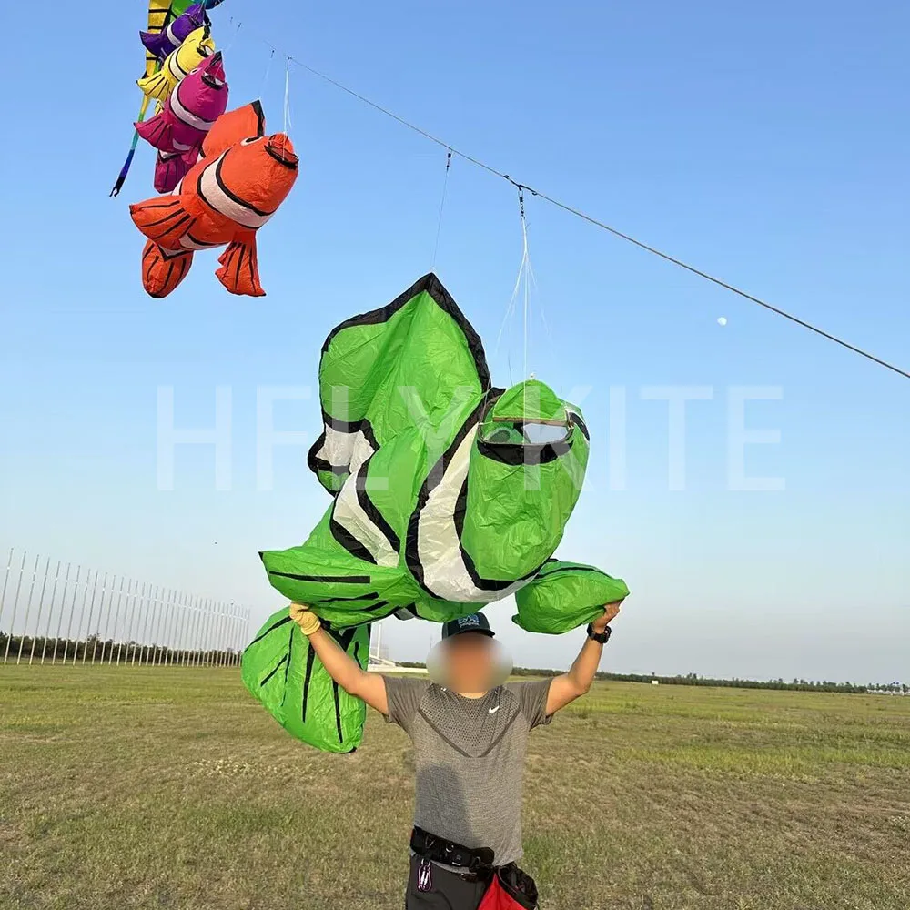 HFLY New Arrival Soft Inflatable 2.45m Clownfish Kite Line Laundry for Adults High Quality  Nylon Show Fish Kite Pendant Kite