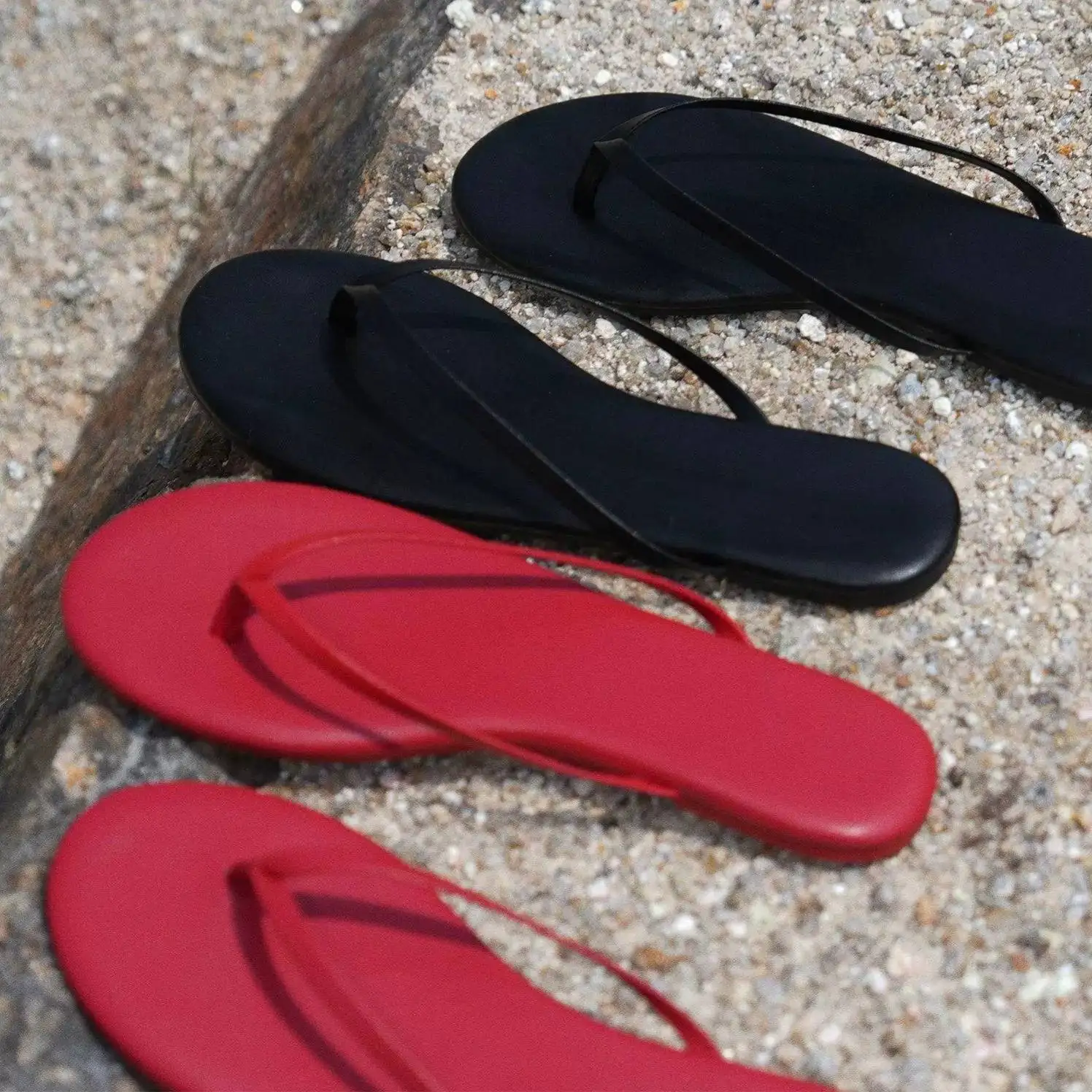 Classic Minimalist Summer Basic Match All Slip-On Sandals Black Red Lightweight Comfortable Adjustable Straps Ultrafiber Leather