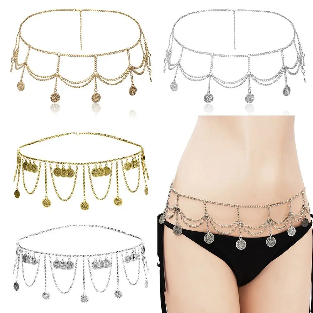 Vintage Gypsy Folk-custom Dangle Waist Belt Chain Tassel Harness Belly Dance Chains Women Body Jewelry Carved Coin Long Pendant