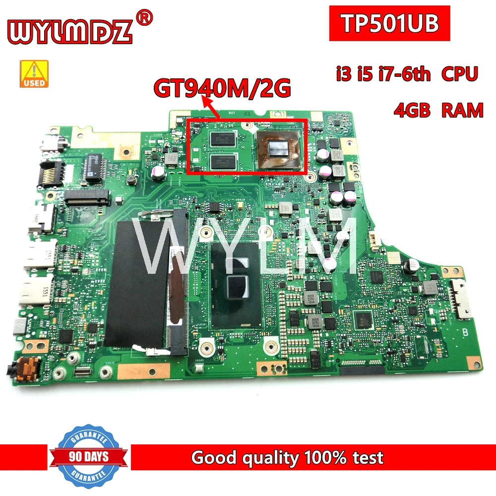 TP501UB i3 i5 i7-6th CPU 4GB RAM Mainboard For Asus TP501U TP501UB TP501UA TP501UQ TP501UQK Laptop Motherboard Tested Working