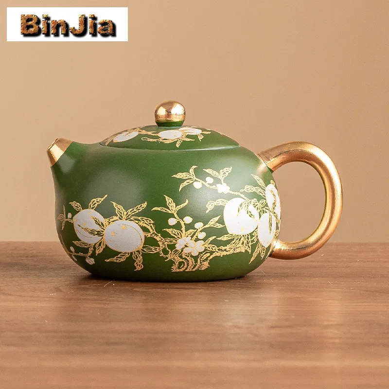 

188 мл позолоченный персиковый чайник долголетия, бутик, заварник для чая, горшок, бытовой чайник, чайник с фильтром, аксессуары для чайных услуг, ремесло
