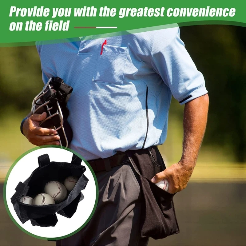 A0KA Light Weight Softball Umpire Ball Bag Convenient Exterior Pockets Large Capacity Oxford Cloth Umpire Ball Bag Enduring