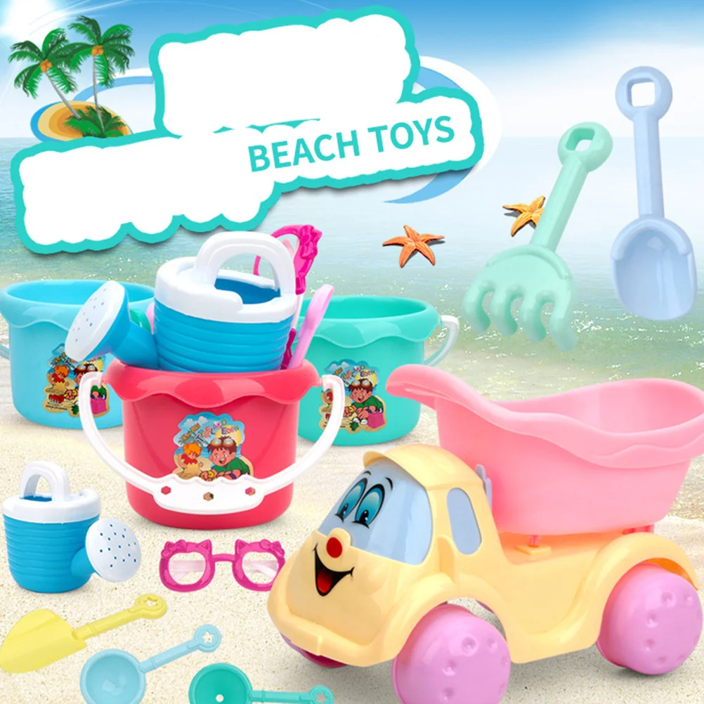 6 قطع من أدوات اللعب الرملي للأطفال مجموعة مجرفة الشاطئ من البلاستيك الفاخر شاحنة قلابة إبداعية لمهارة الخيال الإدراكي بالألوان #1
