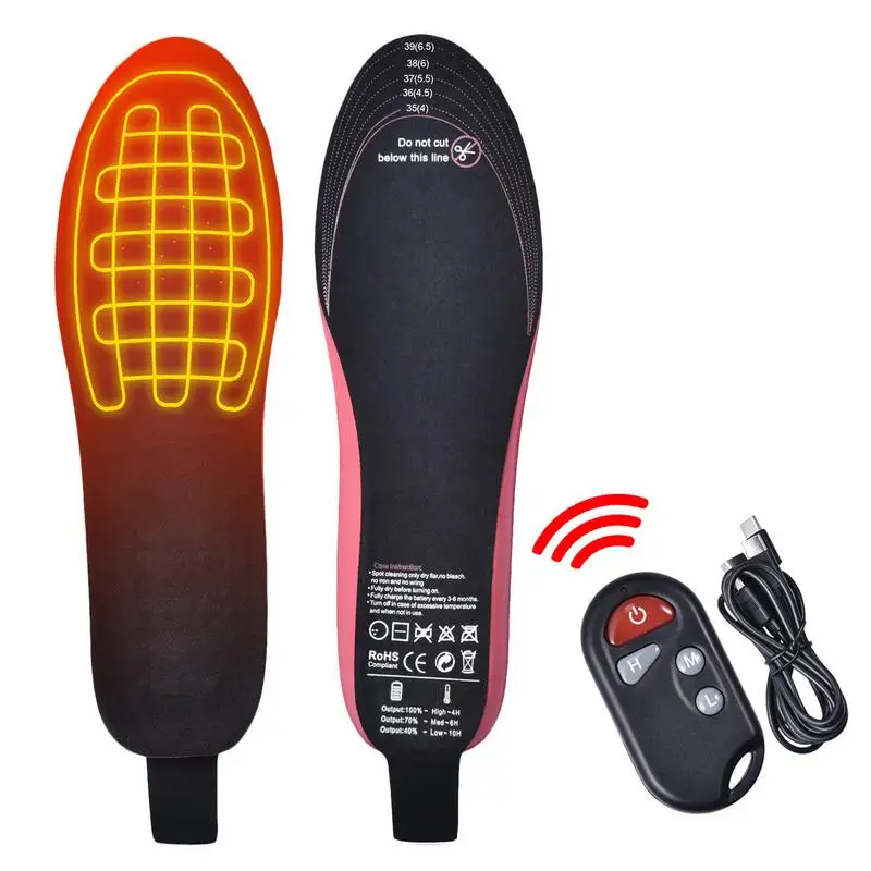 

USB Heated Shoe Insoles With Rechargeable 2100Mah Battery Outdoor Sports Wireless Remote Heating Insoles Winter Foot Warmer