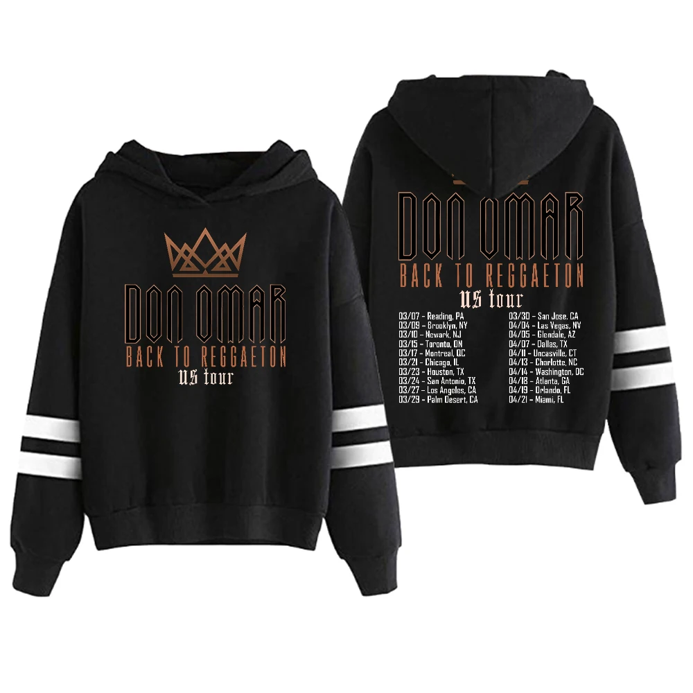 Don Omar Hoodie 2024 Back to Reggaeton Tour Pocketless Parallel Bars Sleeve Streetwear Women Men Sweatshirt Fashion Clothes