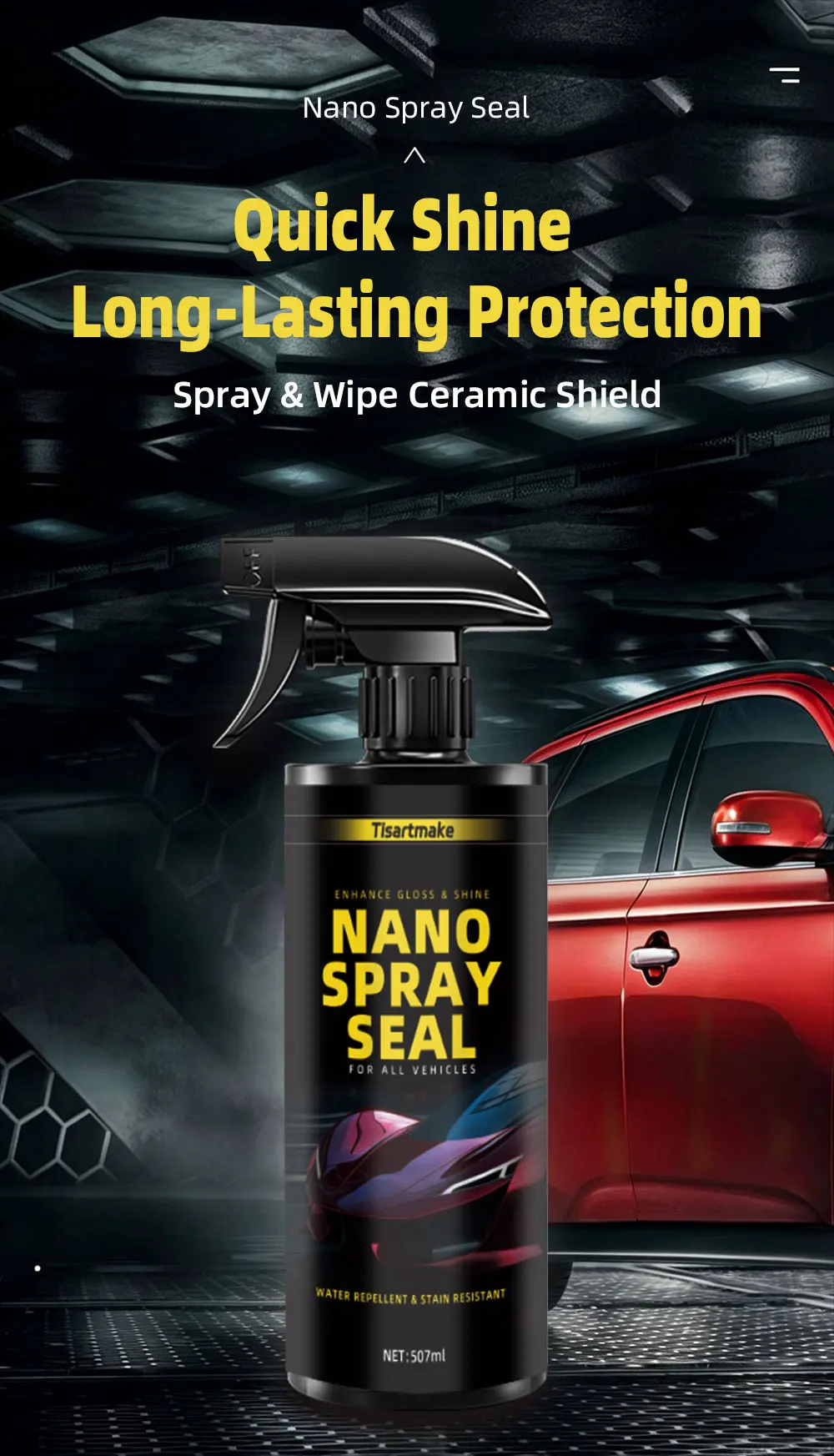 Keramik-Autolackpflege für Auto-Wachs, Polymer-Hydrophobflüssigkeit, Detailing-Zubehör, Nano-Spray-Versiegelung – Detail 1