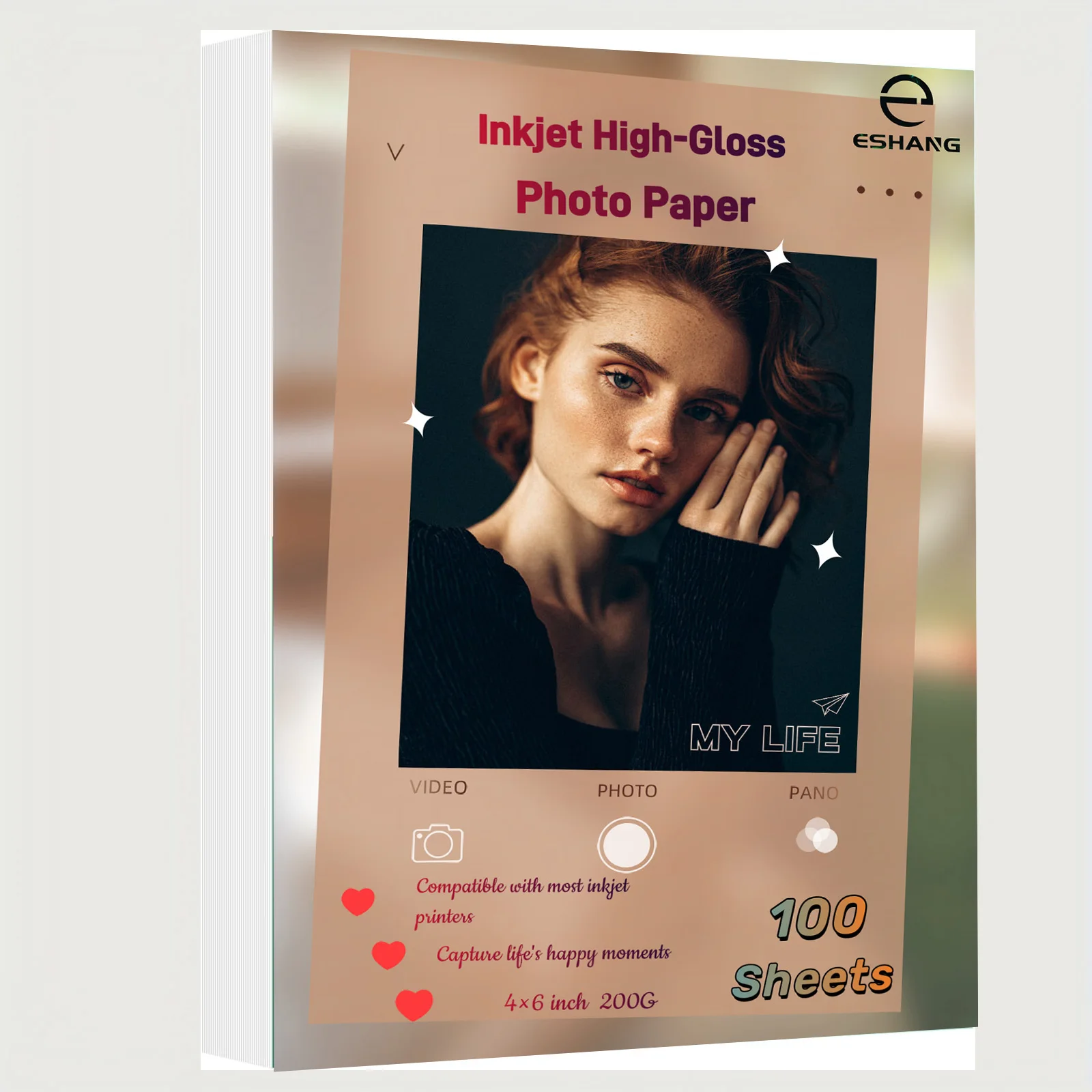 

Фотобумага ESHANG Inkjet High-Gloss, 4x6 дюймов, 100 листов, 200 г, для струйных принтеров, для печати фотографий. Запечатлейте радостные моменты жизни.