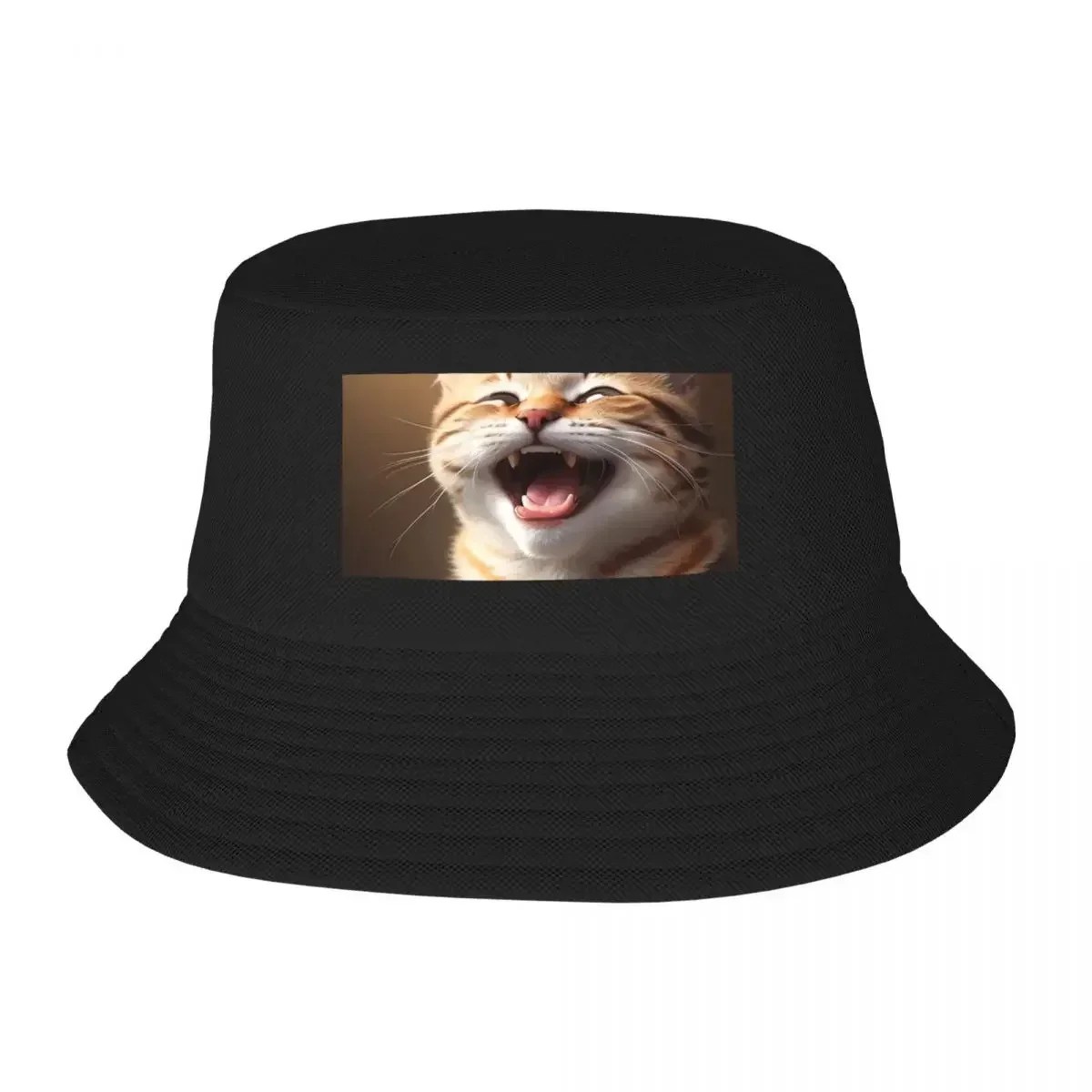 يضحك القط ميمي دلو قبعة بنما للأطفال بوب القبعات في الهواء الطلق صياد القبعات الصيف شاطئ الصيد قبعات للجنسين #1