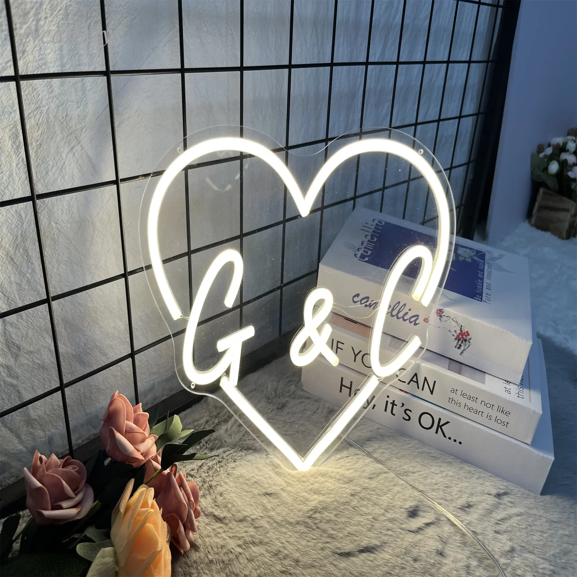 Nome personalizado letras sinal de néon amor coração forma led luzes da noite decoração casamento festa aniversário quarto casa decoração da parede