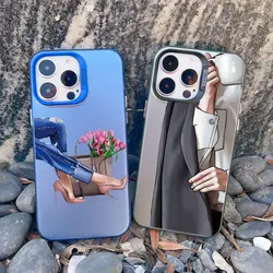 Fashion girl Princess Female boss coffee Phone Case for iphone 15 Plus 13 Mini 17 16 14 13 11 12 Pro Max Shockproof Laser Cover
