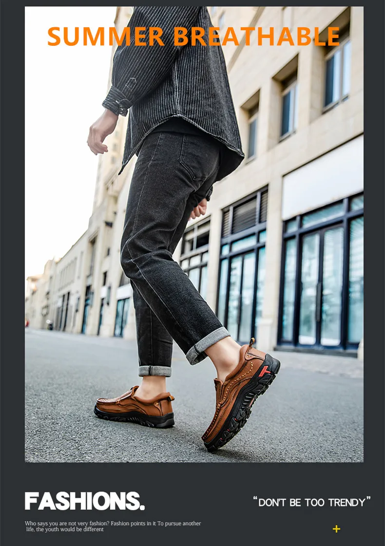 2026 Neue Herrenschuhe Echtleder Herren Slipper Hochwertige Atmungsaktive Herren Freizeitschuhe Outdoor Herren Sneakers Große Größe 48 – Detail 2