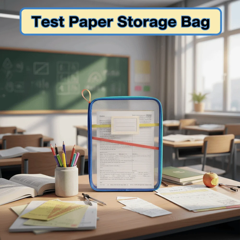 Sorting Bag Dopamine Test Paper Storage Bag A4 3 Layer Kids Document Bag Dustproof Visible Stationery Organizer Exam Papers