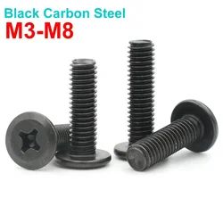50-10Pcs M3 M4 M5 M6 M8 CM Black Carbon Steel Cross Recessed Phillips Hypotenuse Flat Head Screw Bolt Down Side Furniture
