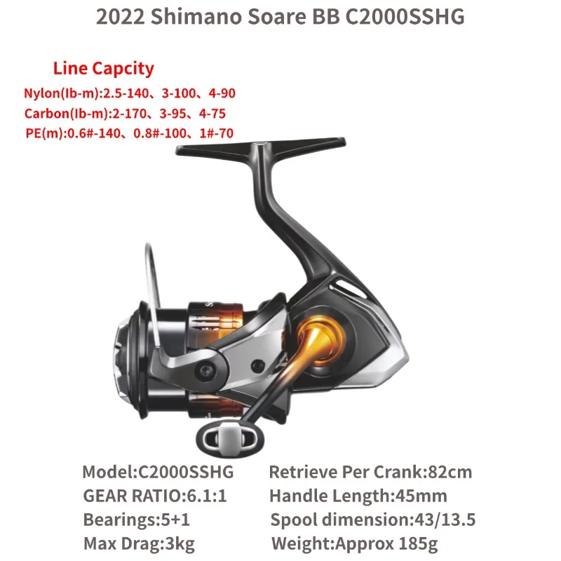 2022 Shimano Soare BB 500SPG C2000SSHG C2000SSPG Fishing Reels