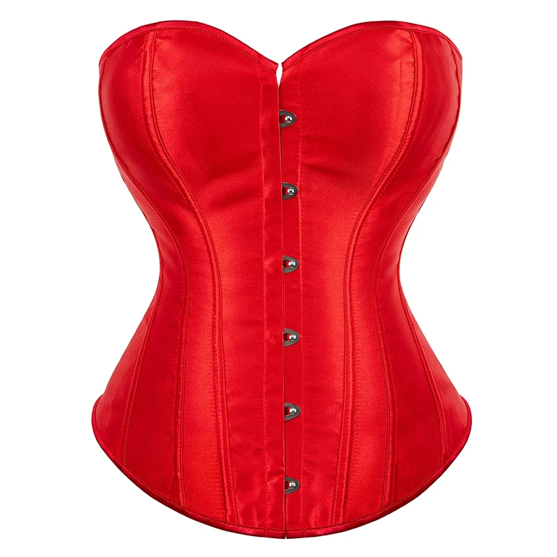 Satin Overbust Corset Bustier Plastic Boned Gothic Gorset Sexy Plus Size Korset Sexy Shapers bustiers Slimming