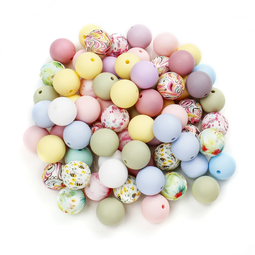 مجموعة من حبات السيليكون الملونة ، مخطط ألوان المعكرون ، الحلي المصنوعة يدويًا ، سوار سلسلة مفاتيح قلادة ذاتية الصنع ، 40 *