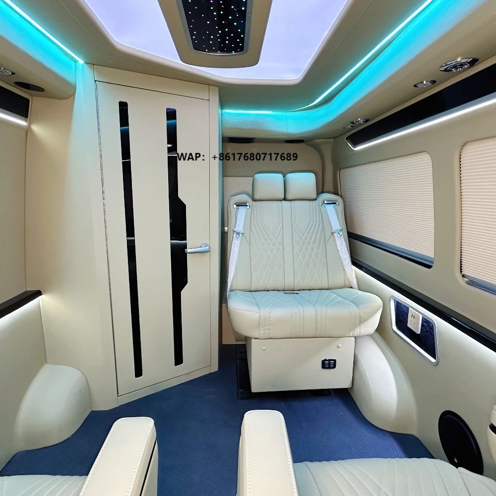 2025 Premium Custom Upgrade Kit for  HiAce Black Business-Style Interior with Leather and Metal Enhancing Business Design