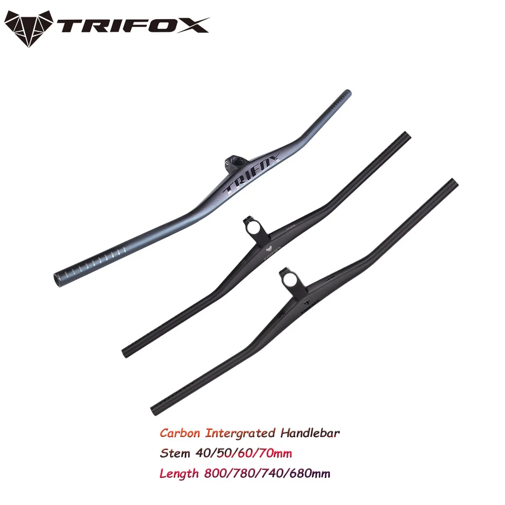 

TRIFOX Carbon MTB Bicycle Handlebar Riser 2 Degree One-Shaped Integrated Handlebar With Stem UD Matte Mountain Bike Handlebar