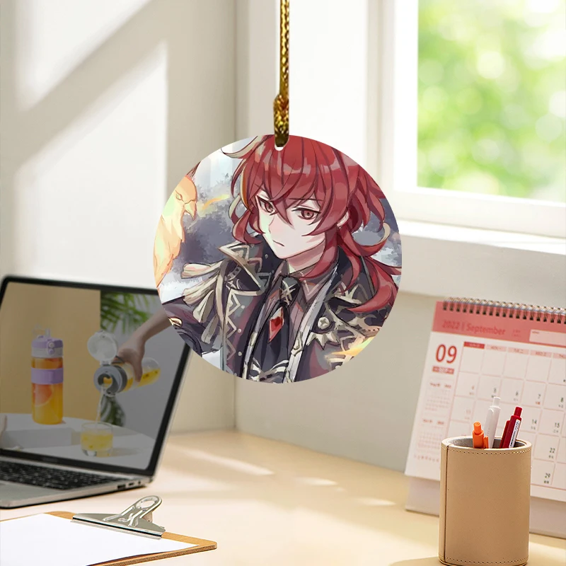 Anime surrounding,kinsen,Diluc,Car pendant,acrylic,home,Desktop,Potted plant,Window decoration,Gift for Genshin Impact lovers