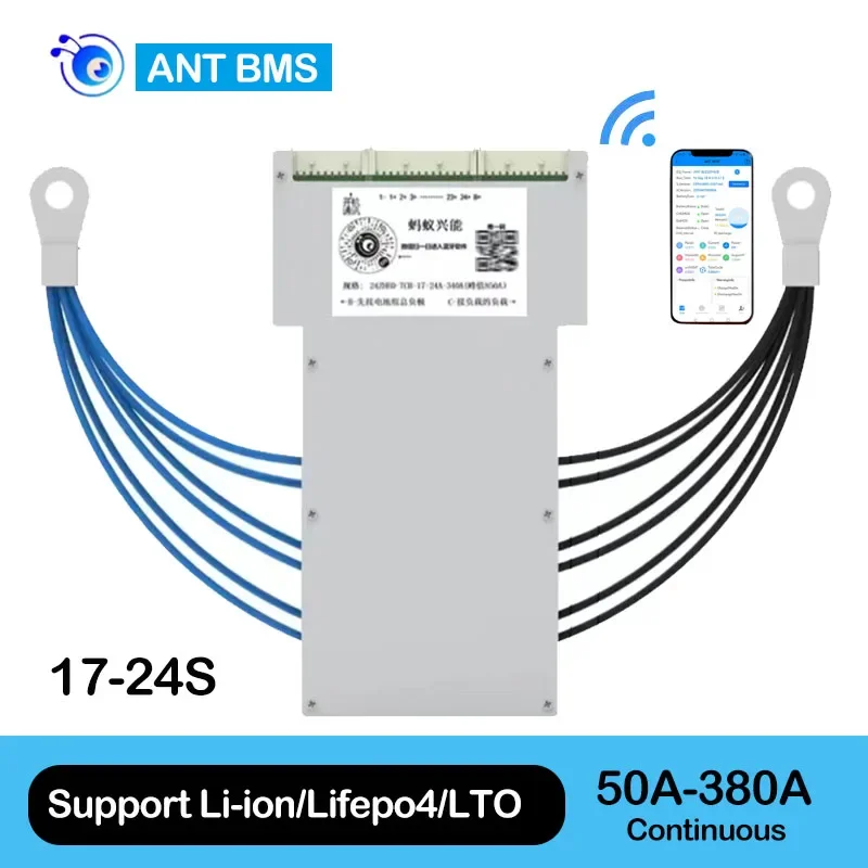 Ant Smart bms Lifepo4/liion 17S 18S 19S 20S 21S 22S 23S 24S 54V 64V 72V 50A 100A 200A 400A battery management system bms