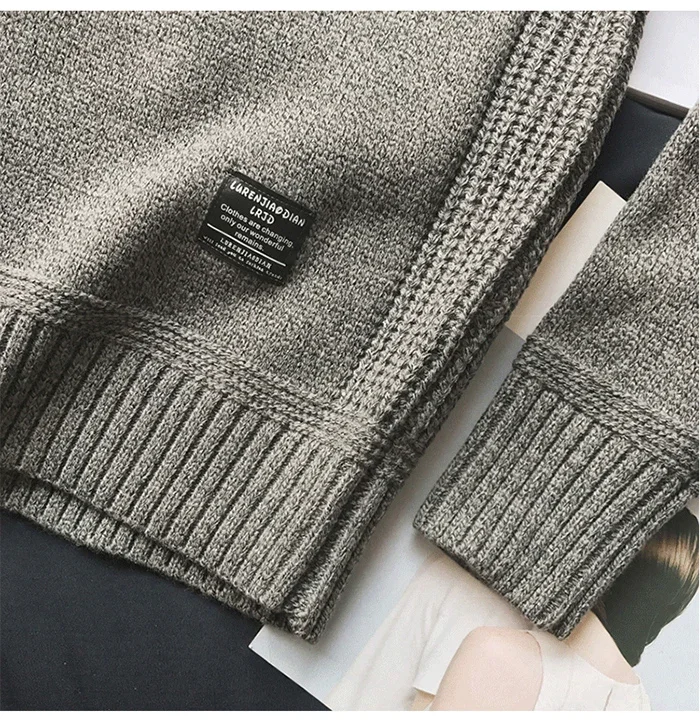 Herbstmode Lässiger Lockerer Dicker O-Ausschnitt Woll-Strickpullover Übergroßer Harajuku Streetwear Strickpullover Neuer Herrenpullover – Detail 6