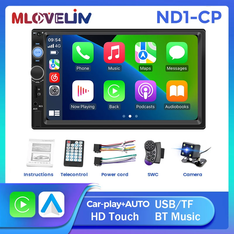 Navifly Carplay Android Auto 7inch 2DIN HD Touch Screen Car Multimedia MP5 Video Player Radio For Universal Car FM BT USB AUX TF