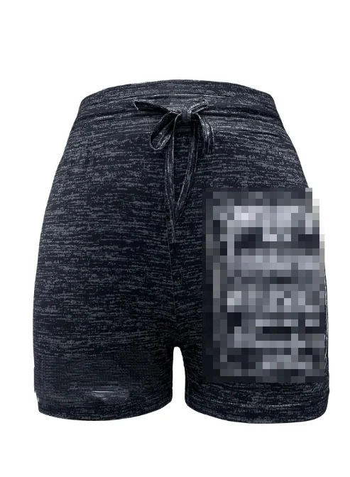 Schnellt rocknende Shorts mit bedrucktem Boden für Frauen, Yoga hosen, elastische Shorts mit lässiger Sport bund