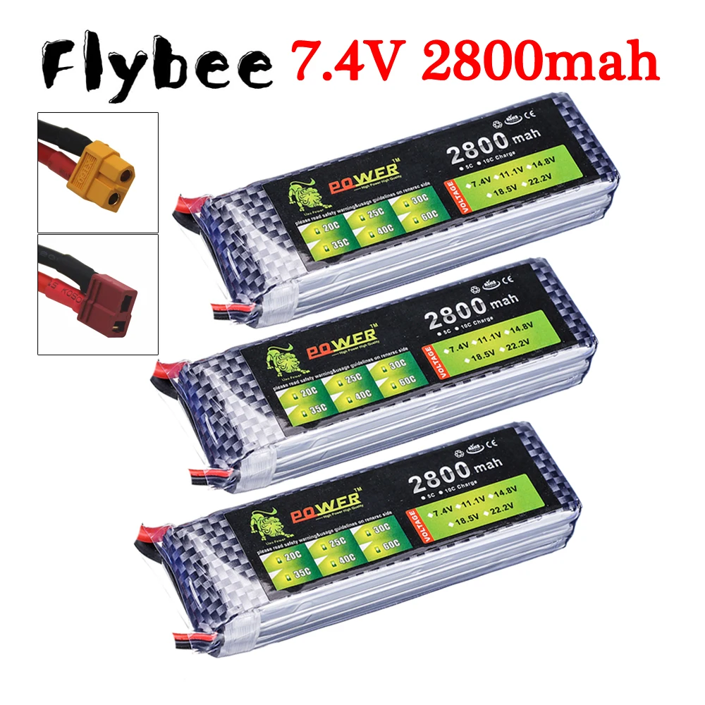 30C MAX High Rate 7.4v 2800mah Lipo Power Battery For RC Helicopter Parts 2s Lithium Batera 7.4v RC Car Boat Airplanes Drone