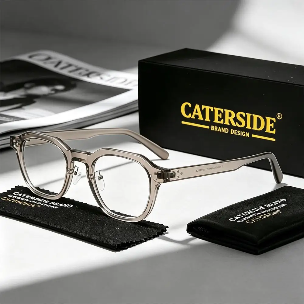 CATERSIDE Retro Herren Eckige Flache Leichte Brille Hochwertige Tr-90 Brillengestelle Damen Outdoor Business Festival Geschenkbrille – Detail 1