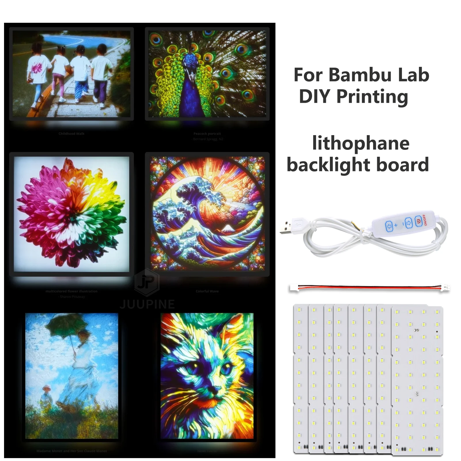 For Bambu Lab Lithophane Led Panel CMYK LED Backlight Board PLA Basic CMYK Lithophane Bundle 3D Printing Lithophane Photo