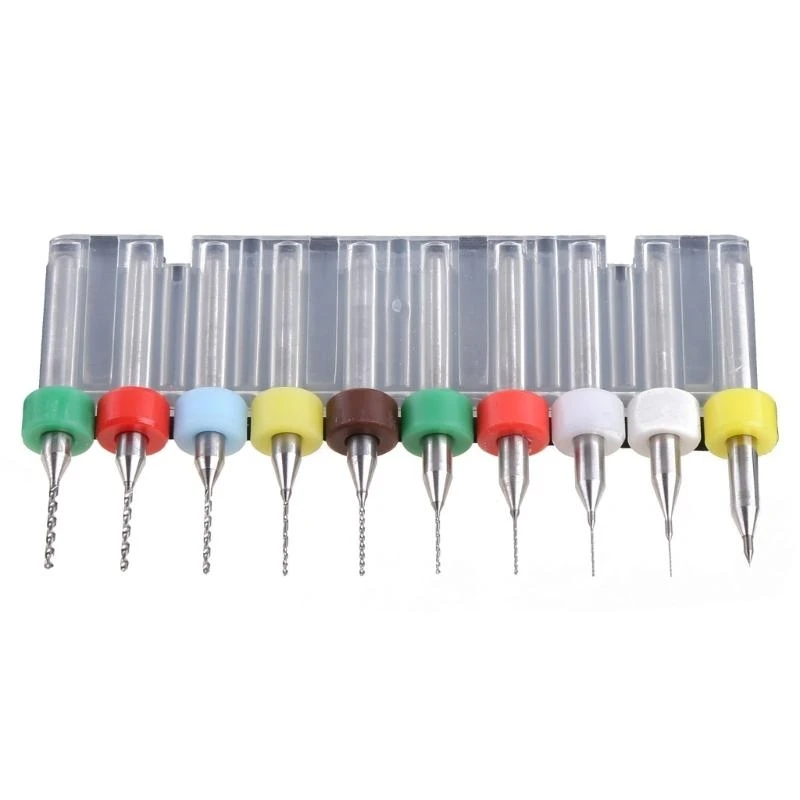 A5YD 10PCS 0.1mm ~ 1.0mm PCB 프린트 회로 보드 탄화물 마이크로 드릴 비트 세트 도구