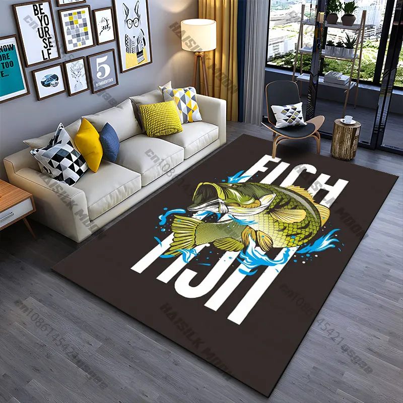Jumping fish dynamic illustration carpet Yoga living room room decor children's crawling mat doormat area rug games mat