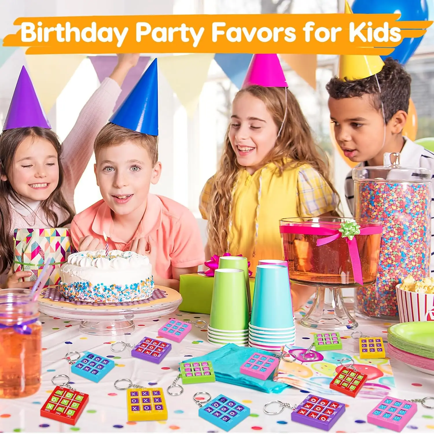 1/8pcs Tic Tac Toe Game Kids Educational Toy with Keychain Birthday Party Gift Goodie Stuffers Bag Pinata Filler Classroom Prize view 2