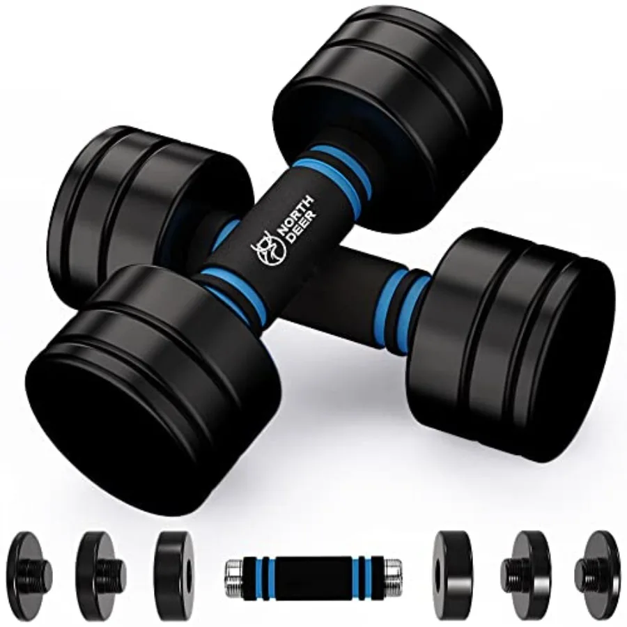 

Northdeer Adjustable Steel Dumbbells Black Coated with Foam Handles for Home Gym Strength Training Men Women 5lbs 10lbs 15lbs 2