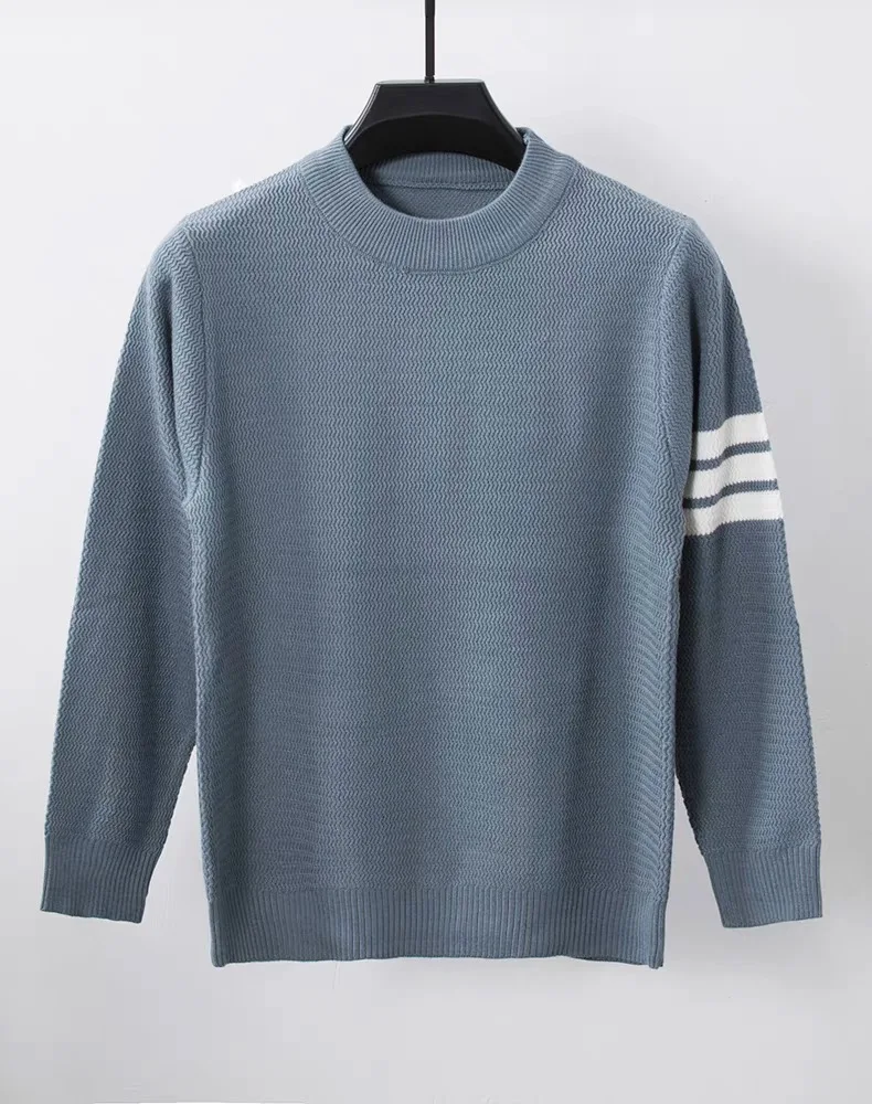 High end brand striped design knitted sweater men's 2024 spring and autumn new Korean version casual soft thick warm pullover